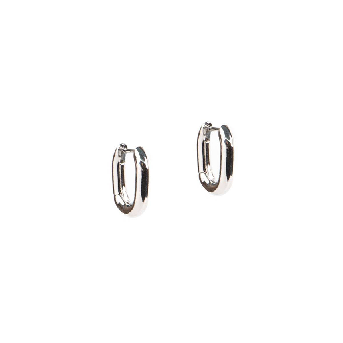 Boucles d'oreilles anneaux épais ovales  délicates placage rhodium - Alice 5 argent-1
