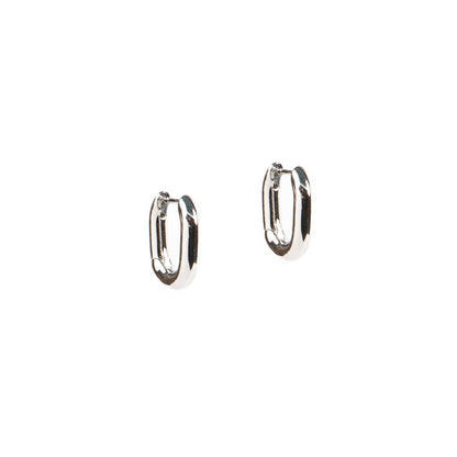 Boucles d'oreilles anneaux épais ovales  délicates placage rhodium - Alice 5 argent-1