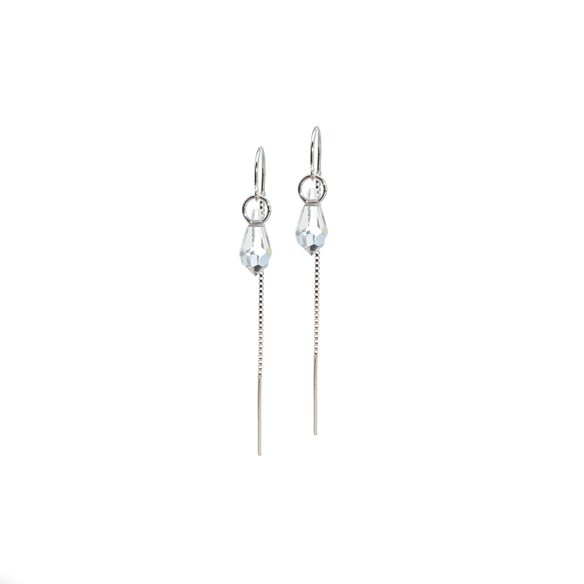Boucles d'oreilles chaîne à enfiler en argent sterling .925 avec cristal - Alyssa 2-1
