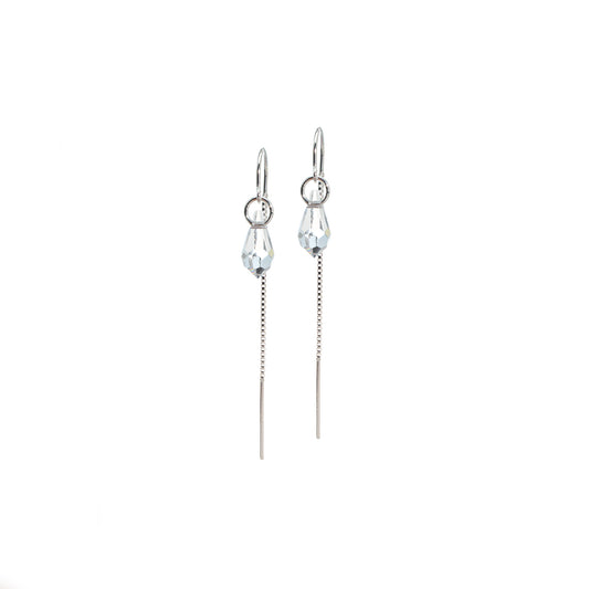 Boucles d'oreilles chaîne à enfiler en argent sterling .925 avec cristal - Alyssa 2-1