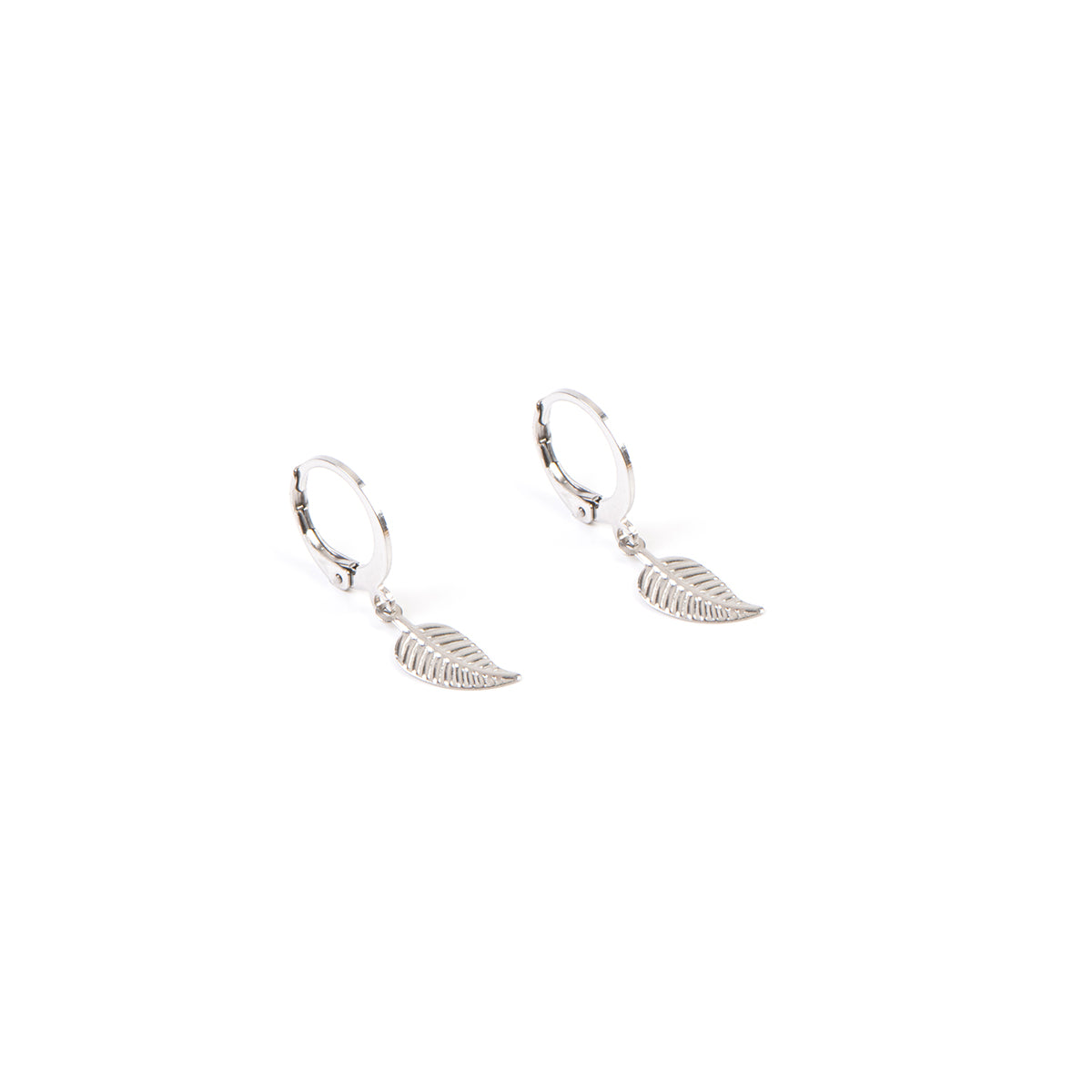 Boucles d'oreilles acier inoxydable dormeuses avec feuilles Florence 7-2