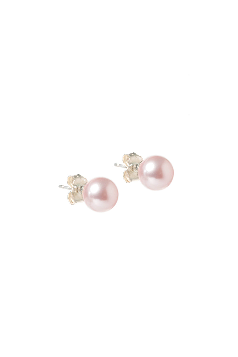 Boucles d'oreilles directement sur l'oreille en argent sterling .925 avec perles roses Grace 1-1