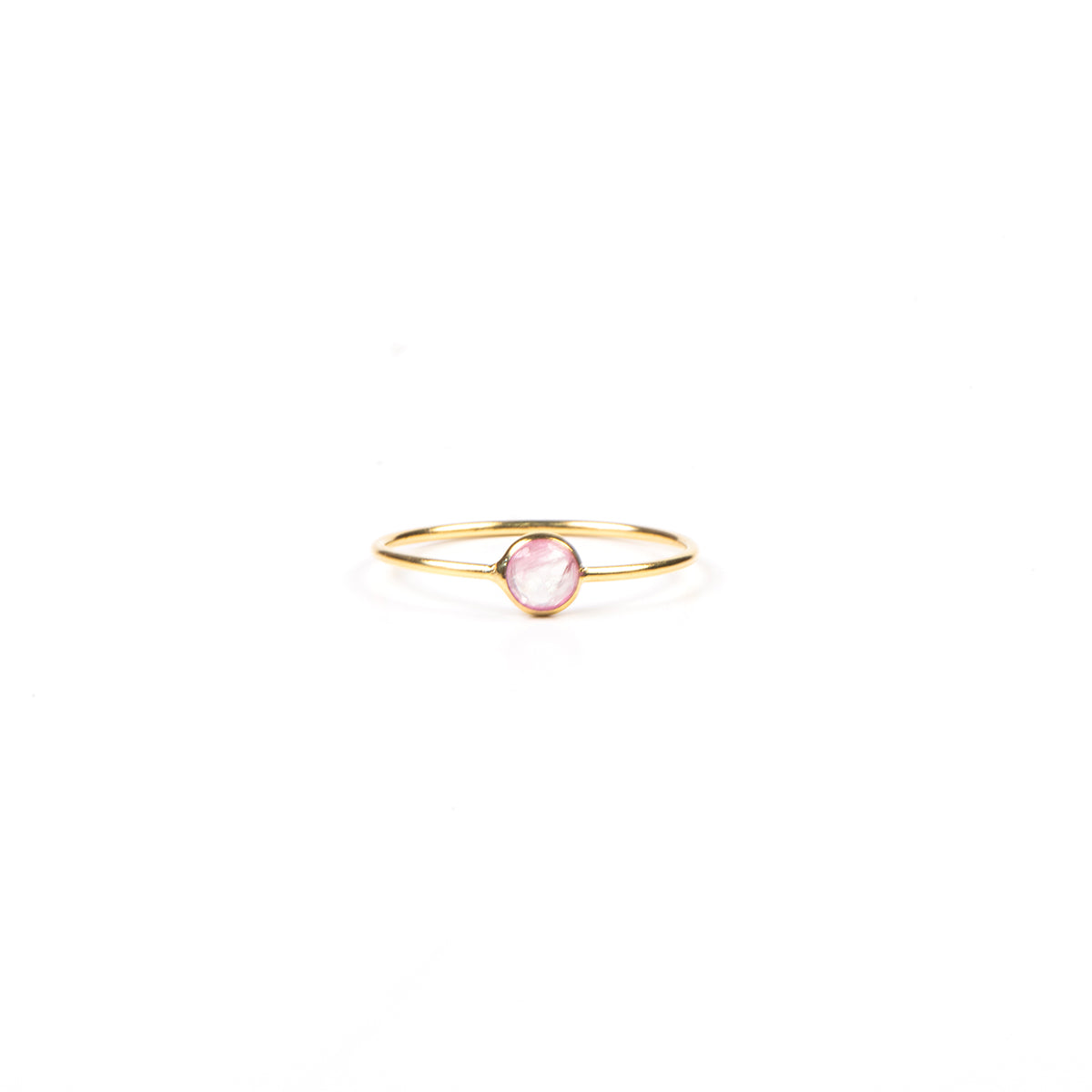 Bague délicate argent sterling plaqué or avec pierre semi-précieuse quartz rose  - Juliana 1 rose-1