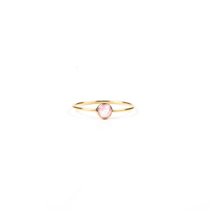 Bague délicate argent sterling plaqué or avec pierre semi-précieuse quartz rose  - Juliana 1 rose-1