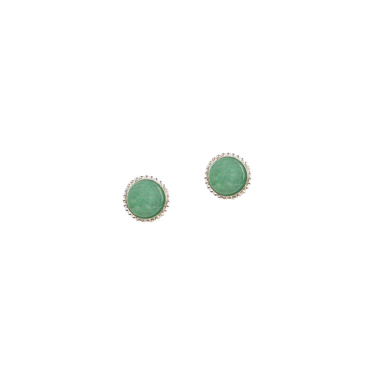 Boucles d'oreilles en argent sterling .925 ornées de pierres rondes aventurine verte - Juliana 7-1