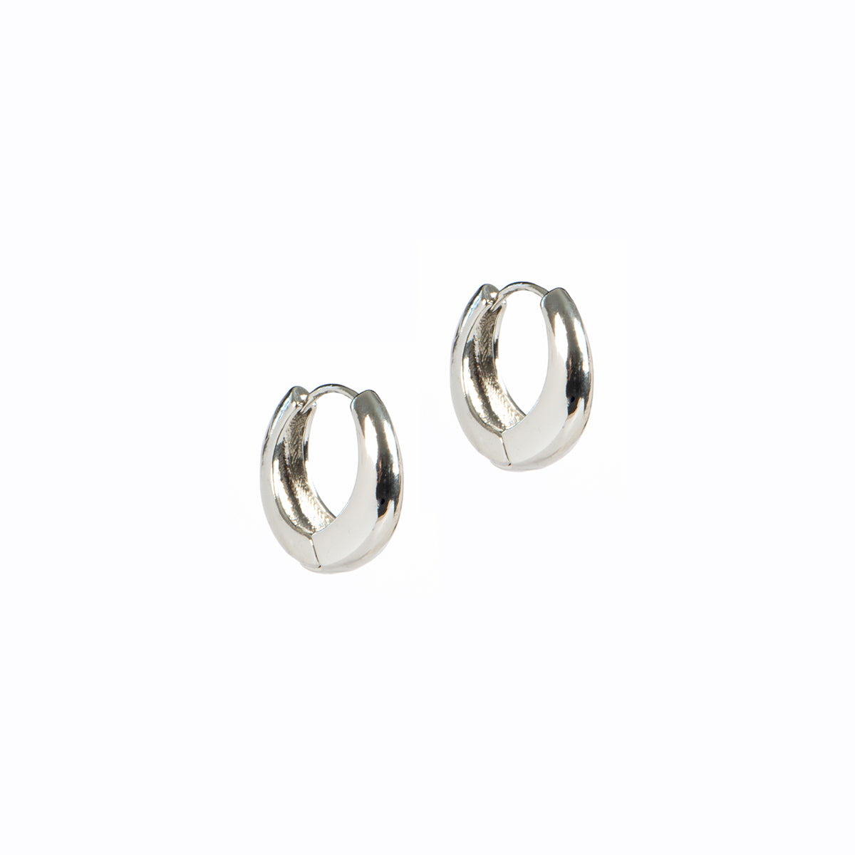 Boucles d'oreilles anneaux lisses larges élargis 16 mm placage rhodium - Keira 12-1