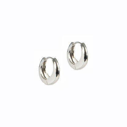 Boucles d'oreilles anneaux lisses larges élargis 16 mm placage rhodium - Keira 12-1