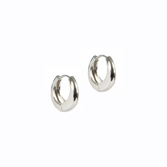 Boucles d'oreilles anneaux lisses larges élargis 16 mm placage rhodium - Keira 12-1