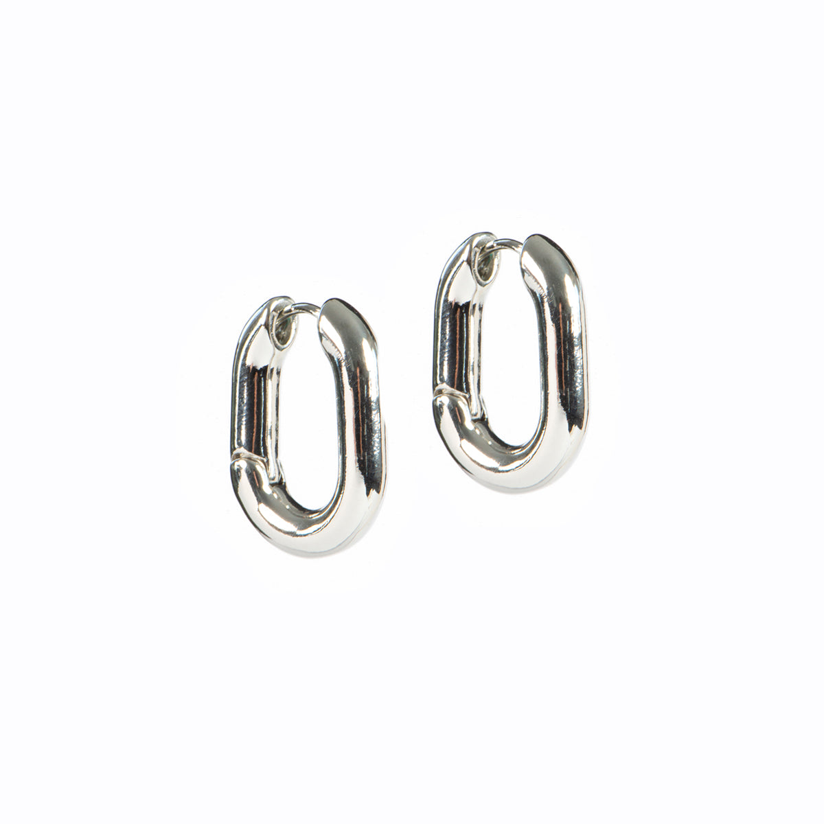 Boucles d'oreilles anneaux épais ovales placage rhodium Keira 14 - Les essentiels-1