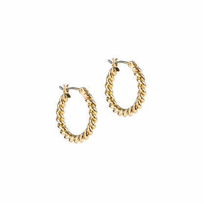 Boucles d'oreilles anneaux torsadés placage or 14K Keira 17 - Kara Bijoux-1