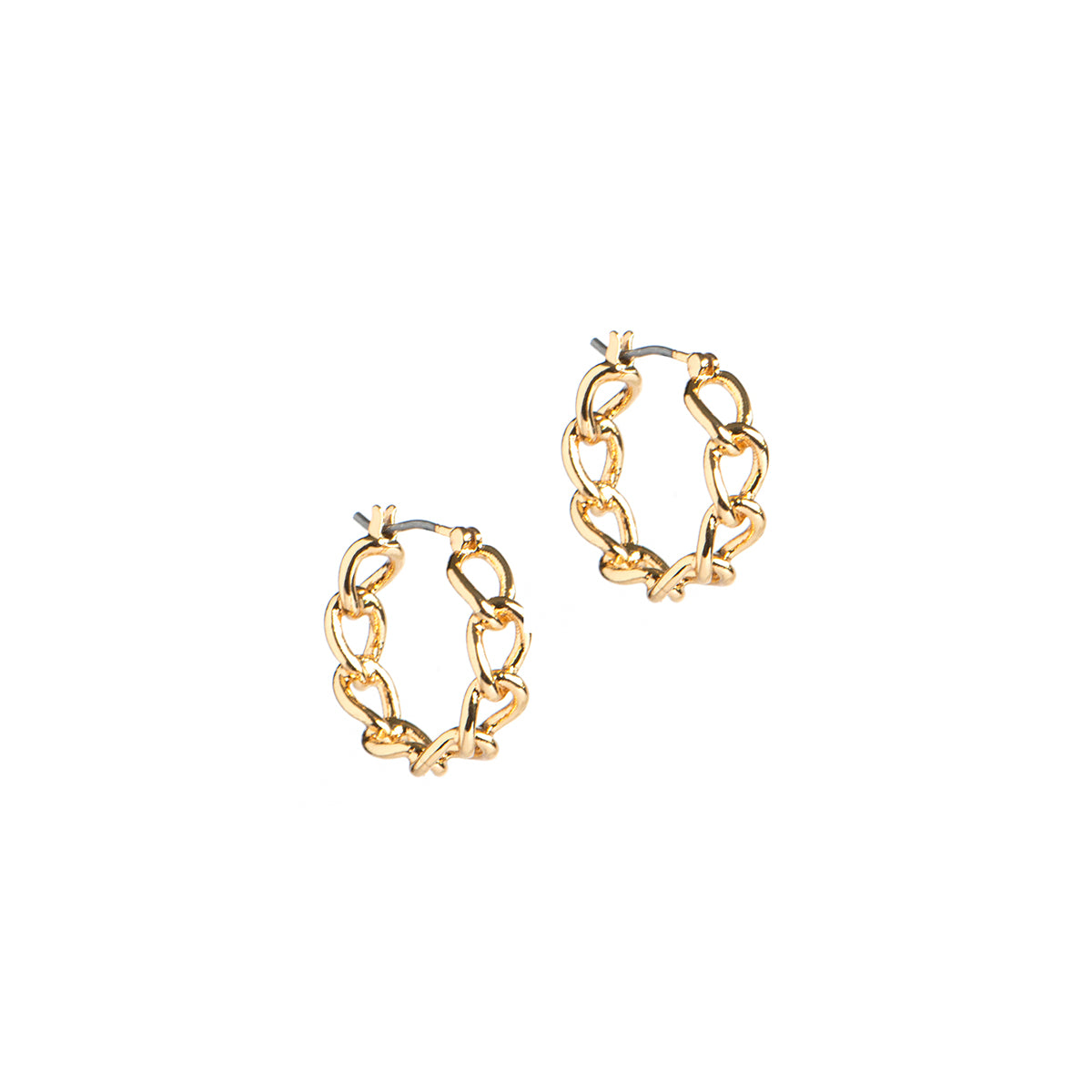 Boucles d'oreilles anneaux plaqués or 14K mailles tressées rigides Keira 18 - Kara Bijoux-1