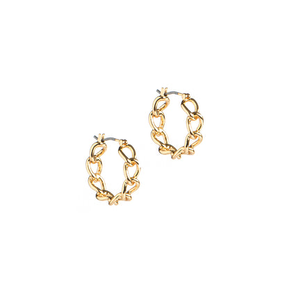 Boucles d'oreilles anneaux plaqués or 14K mailles tressées rigides Keira 18 - Kara Bijoux-1