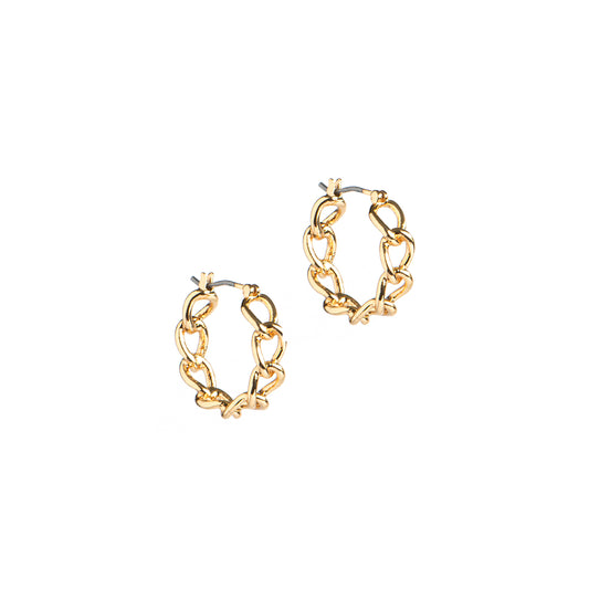 Boucles d'oreilles anneaux plaqués or 14K mailles tressées rigides Keira 18 - Kara Bijoux-1