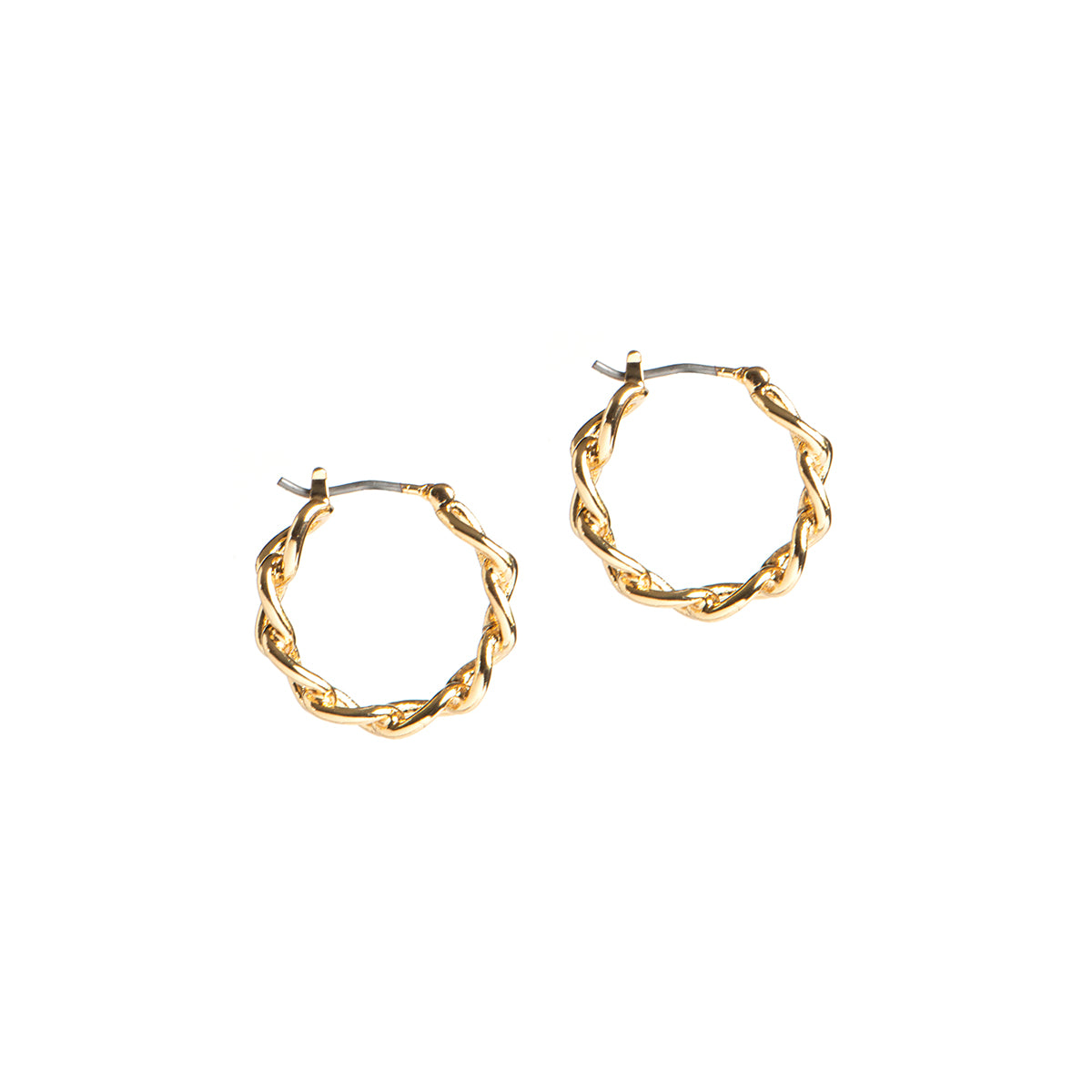 Boucles d'oreilles anneaux plaqués or 14K mailles tressées rigides Keira 18 - Kara Bijoux-2