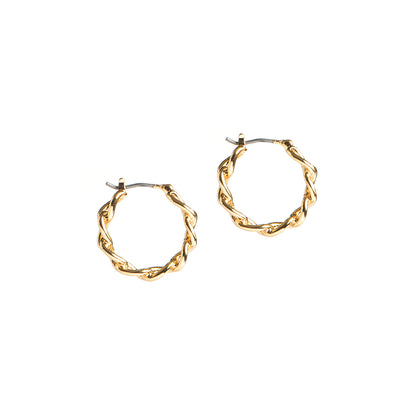 Boucles d'oreilles anneaux plaqués or 14K mailles tressées rigides Keira 18 - Kara Bijoux-2