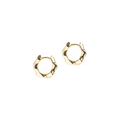 Boucles d'oreilles anneaux plaqués or 14K design vagué Keira 19 - Kara Bijoux-2