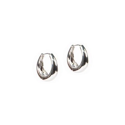 Boucles d'oreilles anneaux lisses élargis placage rhodium Keira 20 - Les essentiels-1