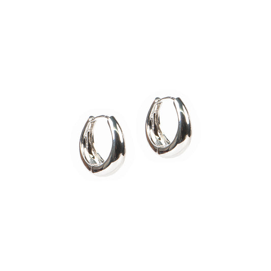 Boucles d'oreilles anneaux lisses élargis placage rhodium Keira 20 - Les essentiels-1