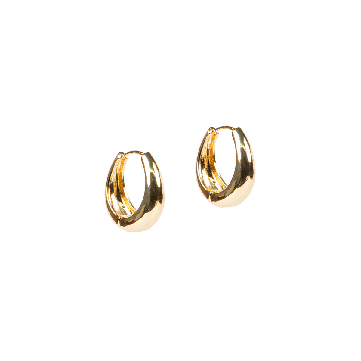 Boucles d'oreilles anneaux lisses élargis placage or 14K Keira 20 - Les essentiels-1