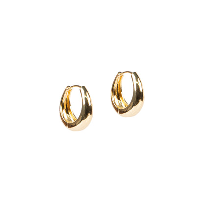 Boucles d'oreilles anneaux lisses élargis placage or 14K Keira 20 - Les essentiels-1