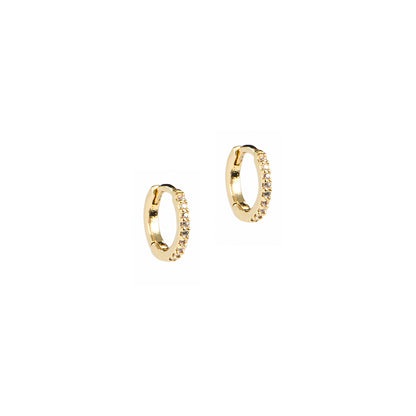 Boucles d'oreilles mini anneaux plaqués or 14K avec mini zircons clairs - Keira 8 