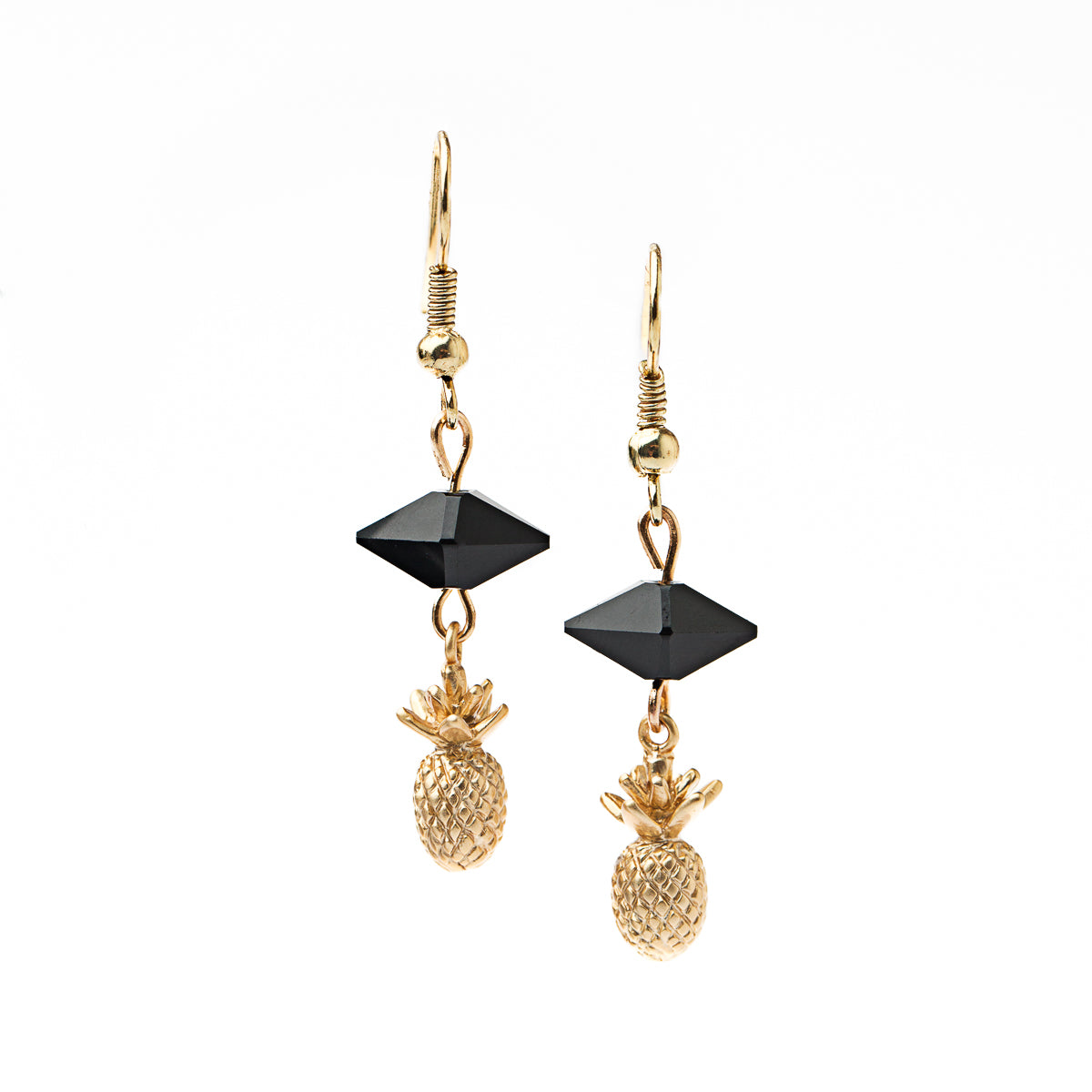 Boucles d'oreilles en acier inoxydable et placage or ou rhodium avec ananas - Lana 1