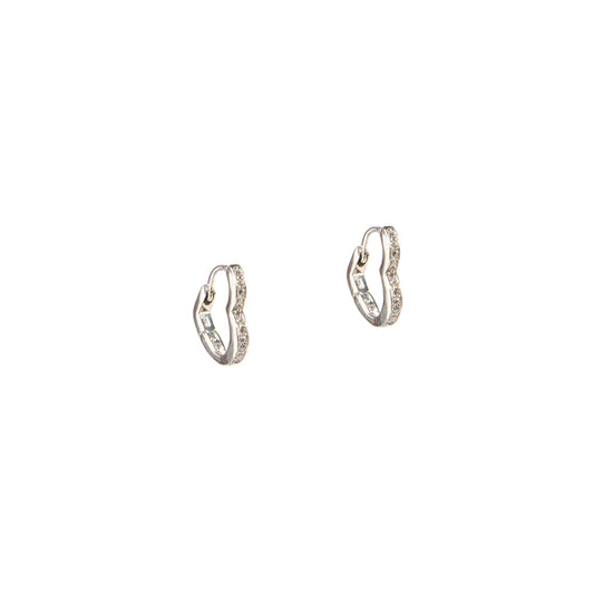 Boucles d'oreilles huggies fermées en forme de coeur avec zircons en argent sterling Lovely 3-1