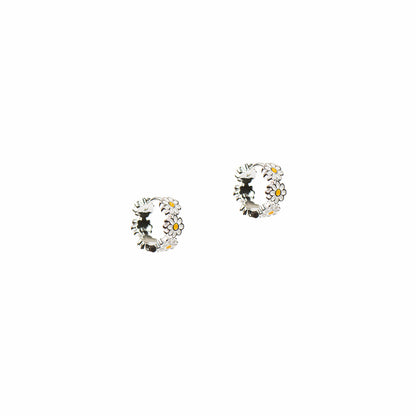 Boucles d'oreilles anneaux larges design fleurs placage argent - Mariana 1 argent-1