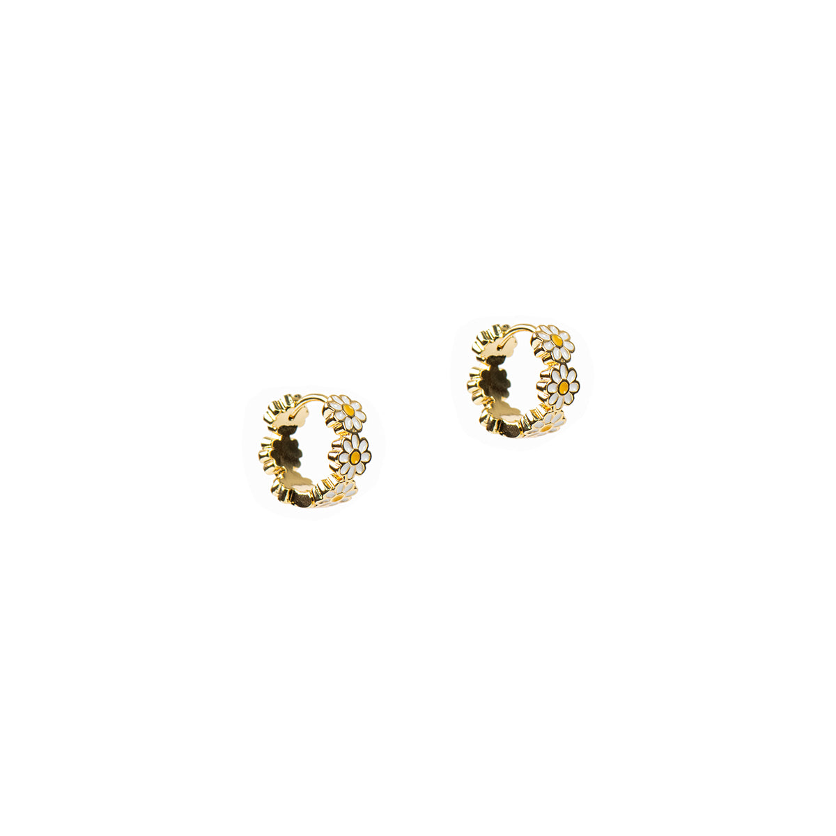 Boucles d'oreilles anneaux larges design fleurs placage or 14K - Mariana 1 or-1