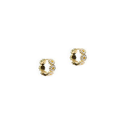 Boucles d'oreilles anneaux larges design fleurs placage or 14K - Mariana 1 or-1