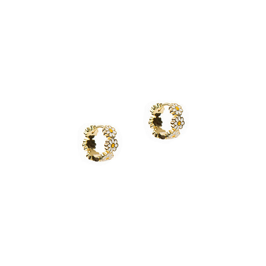 Boucles d'oreilles anneaux larges design fleurs placage or 14K - Mariana 1 or-1