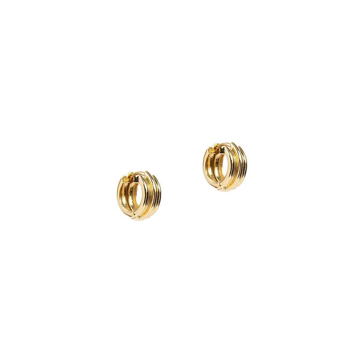 Boucles d'oreilles petits anneaux larges lignés placage or 14K Raphaëlle 6 or-1