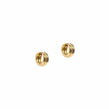Boucles d'oreilles petits anneaux larges lignés placage or 14K Raphaëlle 6 or-1