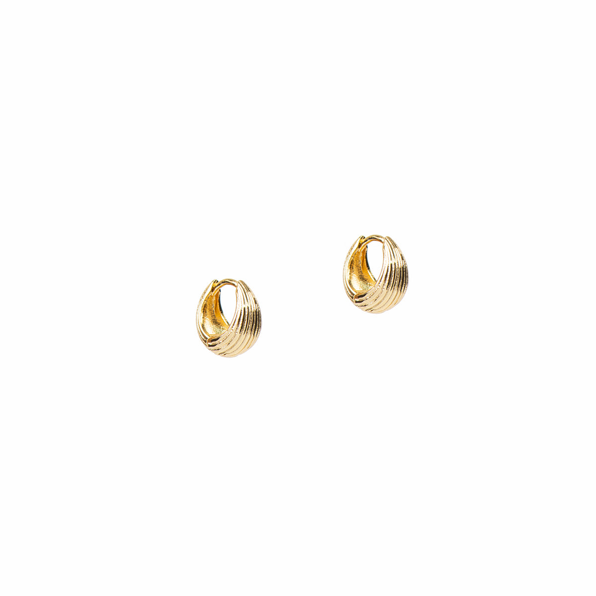 Boucles d'oreilles petits anneaux larges design ligné fin placage or 14K Raphaëlle 7 or-1