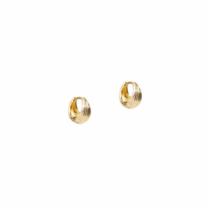Boucles d'oreilles petits anneaux larges design ligné fin placage or 14K Raphaëlle 7 or-1
