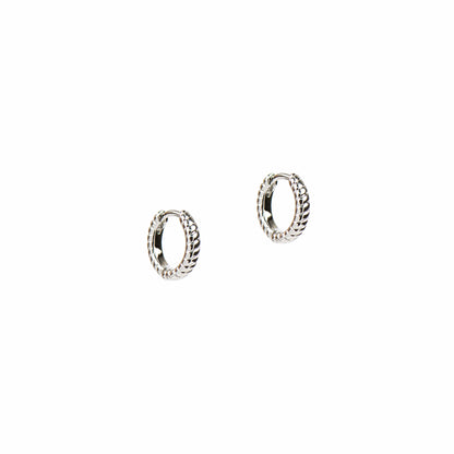 Boucles d'oreilles petits anneaux fermés design torsadé placage rhodium - Raphaëlle 8 argent-1