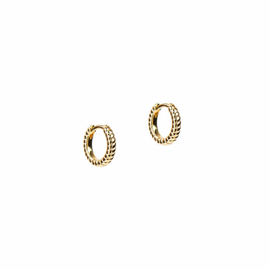 Boucles d'oreilles petits anneaux fermés design torsadé placage or 14K - Raphaëlle 8 or-1