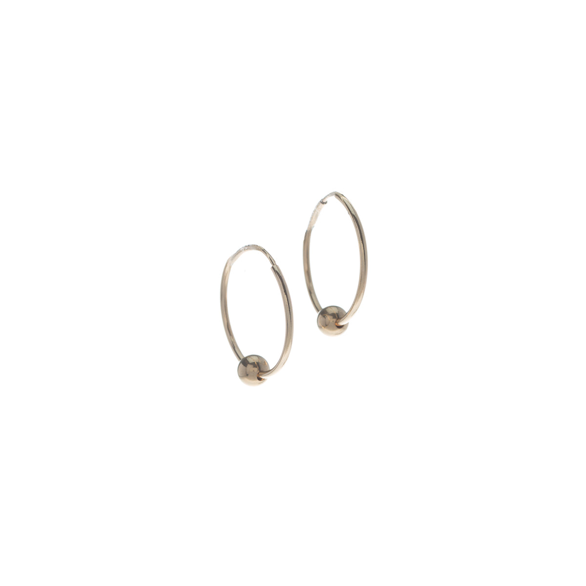 Boucles d'oreilles anneaux minces infinis or rempli 14K avec billes or amovibles Élizabeth 2