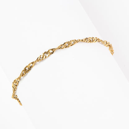 Bracelet chaîne torsadée Singapour en acier inoxydable or - Alice 3 or-1