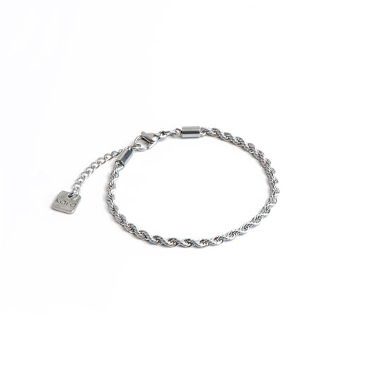 Bracelet acier inoxydable chaîne rope mailles torsadées Blanche 1 - Kara Bijoux