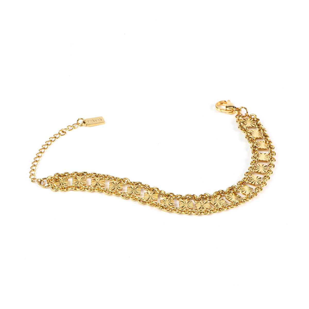 Bracelet maximaliste glamour chaîne large travaillée en acier inoxydable or - Diana 4-1