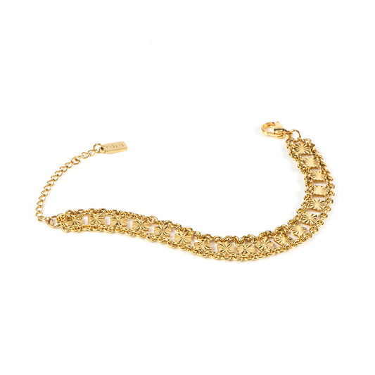 Bracelet maximaliste glamour chaîne large travaillée en acier inoxydable or - Diana 4-1