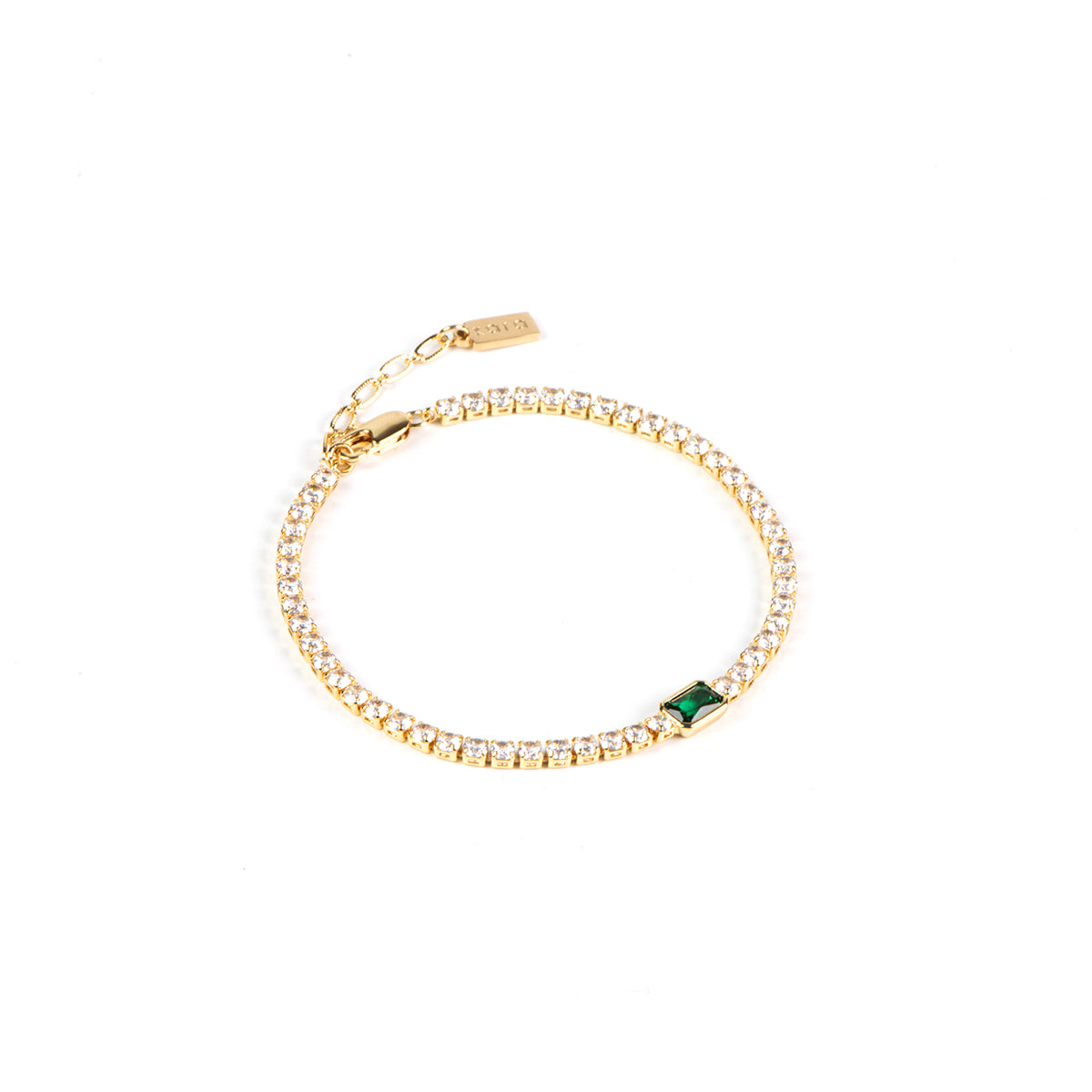 Bracelet glamour style tennis plaqué or 14K orné de zircons cubiques de couleur cristal et vert - Diana 6