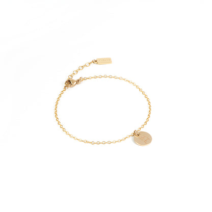 Bracelet délicat en or rempli 14K orné d'un médaillon avec gravure Rêve grand - Kara 1-1