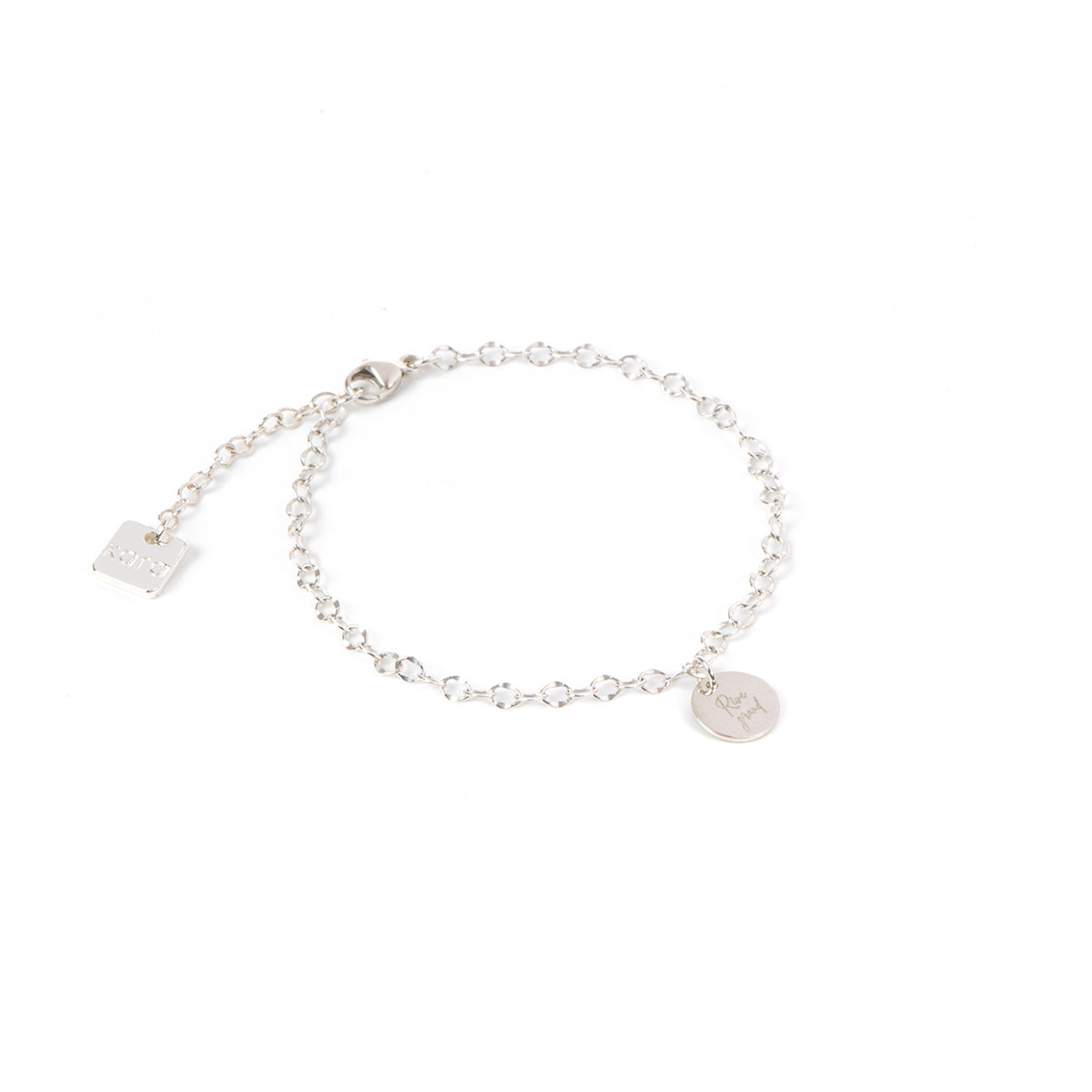 Bracelet délicat argent sterling .925 avec médaillon rond gravé Rêve grand - Kara 2-1