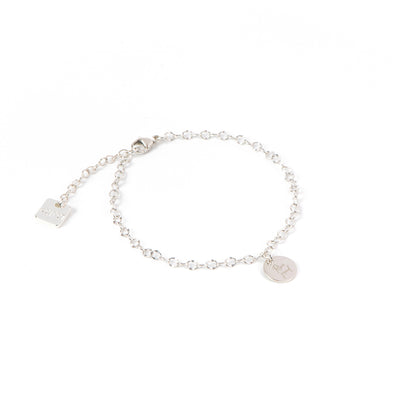 Bracelet délicat argent sterling .925 avec médaillon rond gravé Rêve grand - Kara 2-1