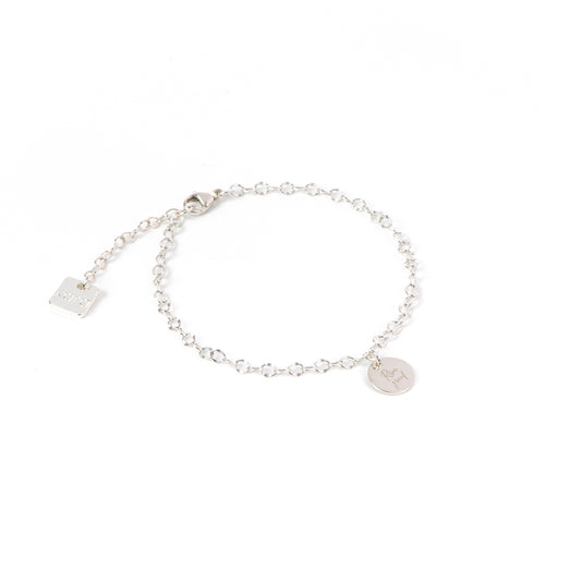 Bracelet délicat argent sterling .925 avec médaillon rond gravé Rêve grand - Kara 2-1