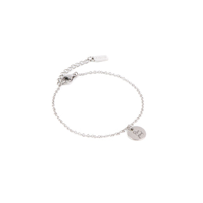 Bracelet délicat acier inoxydable avec médaillon rond 10 mm gravé Rêve grand - Kara 3-1