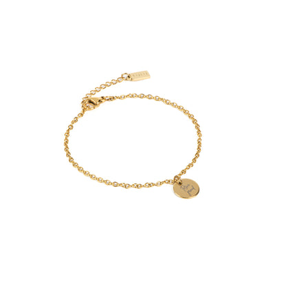 Bracelet délicat acier inoxydable or avec médaillon rond 10 mm gravé Rêve grand - Kara 4-1