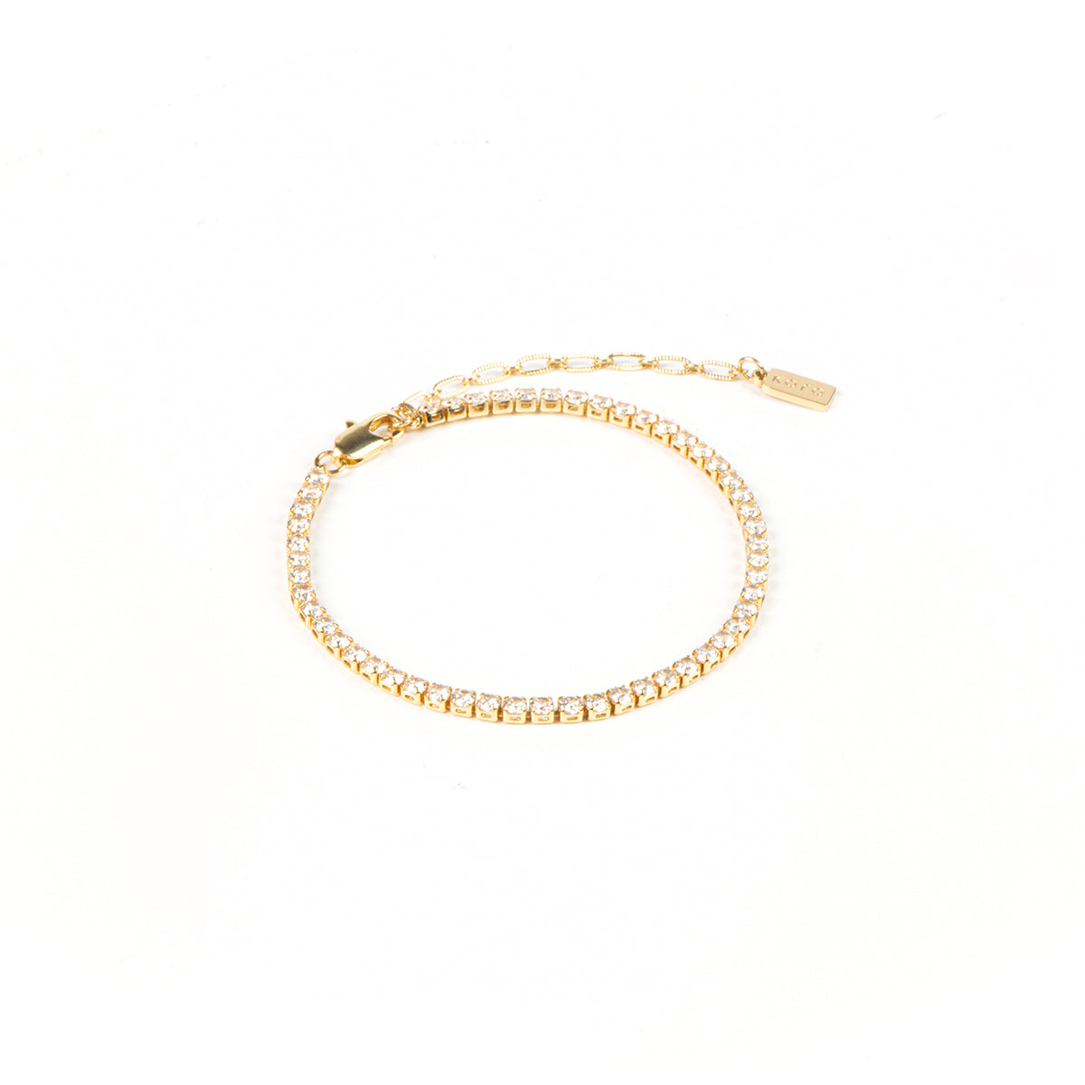 Bracelet tennis plaqué or 14K avec zircons cubiques Marguerite 2 cristal